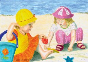 Kinderillustration Kinderparadies am Strand