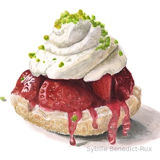 Food Illustration Törtchen mit Erdbeeren und Sahne